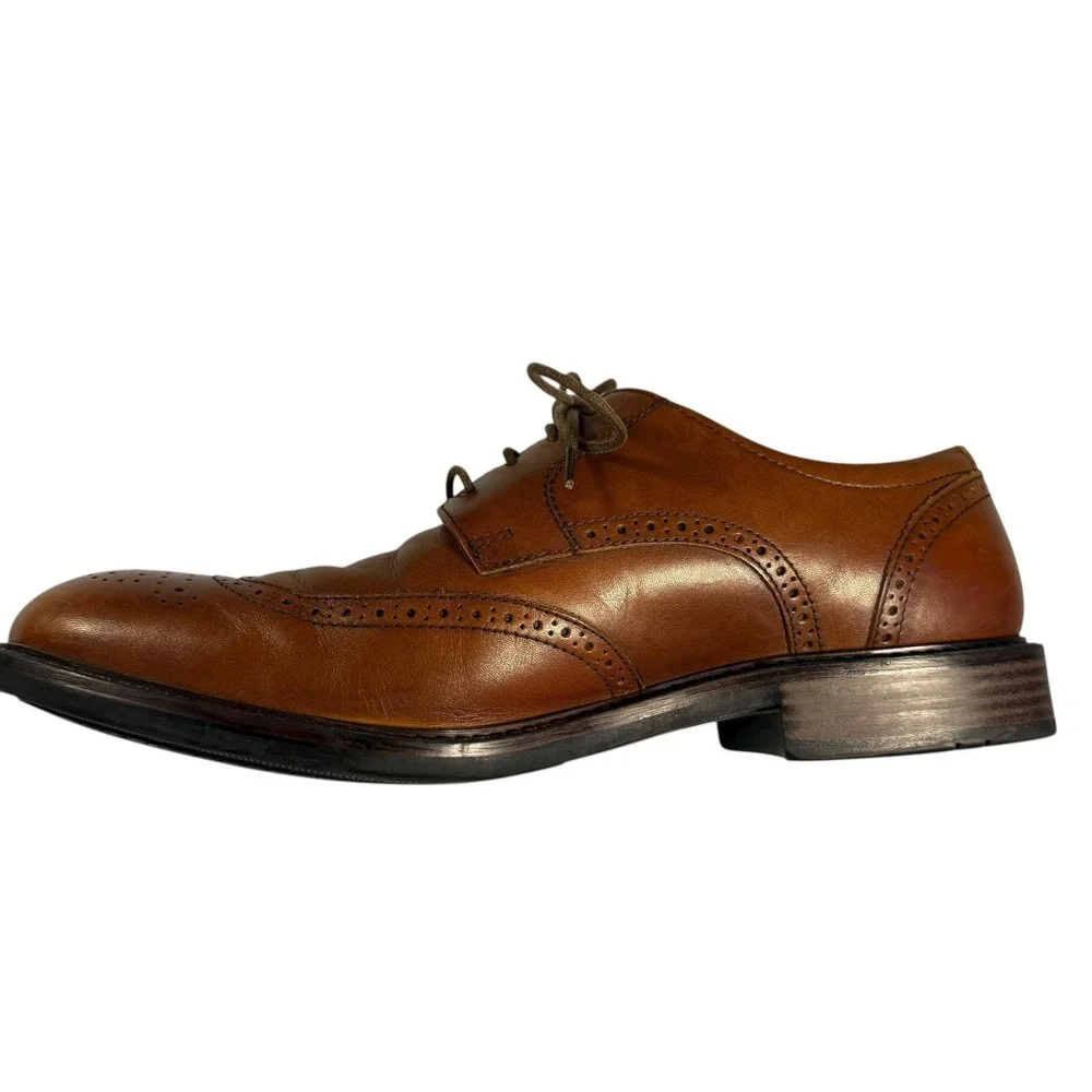 Johnston & Murphy 20-1862 Tabor Brown Leather Wingtip Shoes Mens Size 11 1/2 M